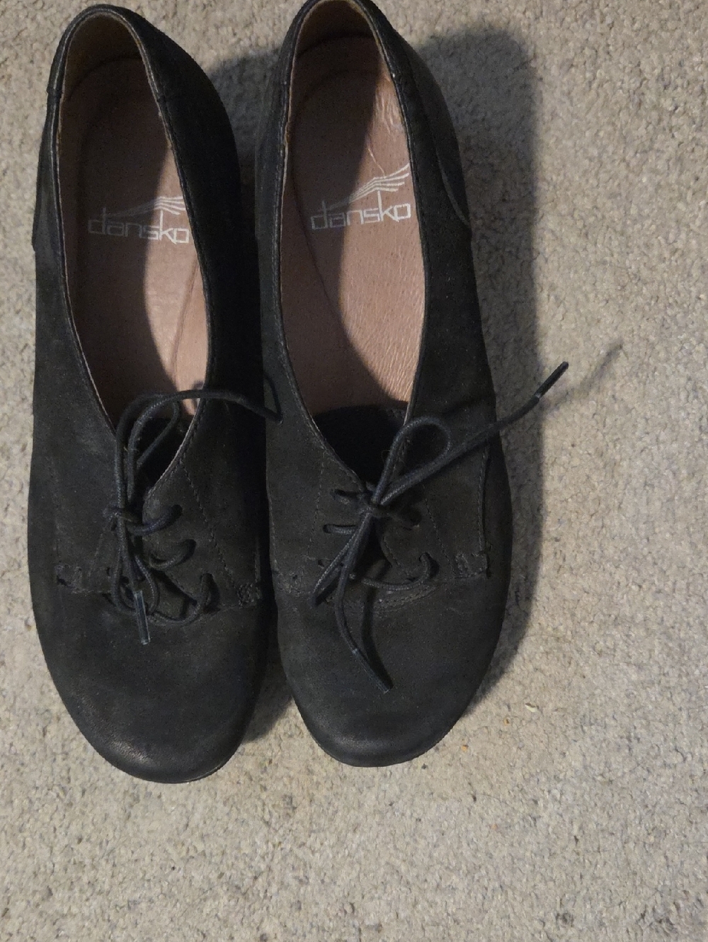 Dansko Black Suede Lace-Up Flats - Low Profile Comfort